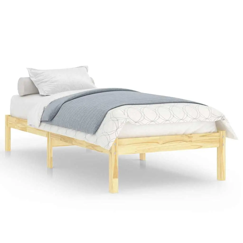 Solid Wood Bed Frame 90x190 cm Brown Single Wooden Bedroom Furniture Slatted