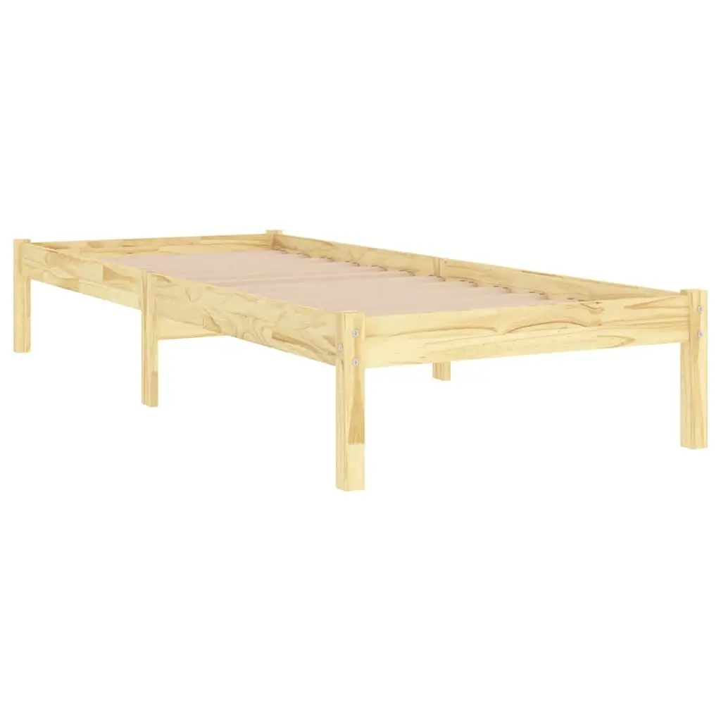Solid Wood Bed Frame 90x190 cm Brown Single Wooden Bedroom Furniture Slatted