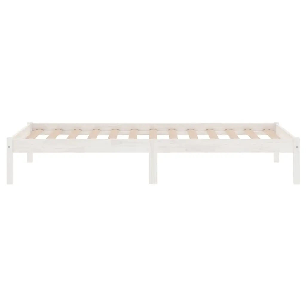 White Solid Pinewood Bed Frame 90x190 cm with Slatted Base