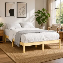 Brown Solid Wood Bed Frame 135x190 cm with Slatted Base
