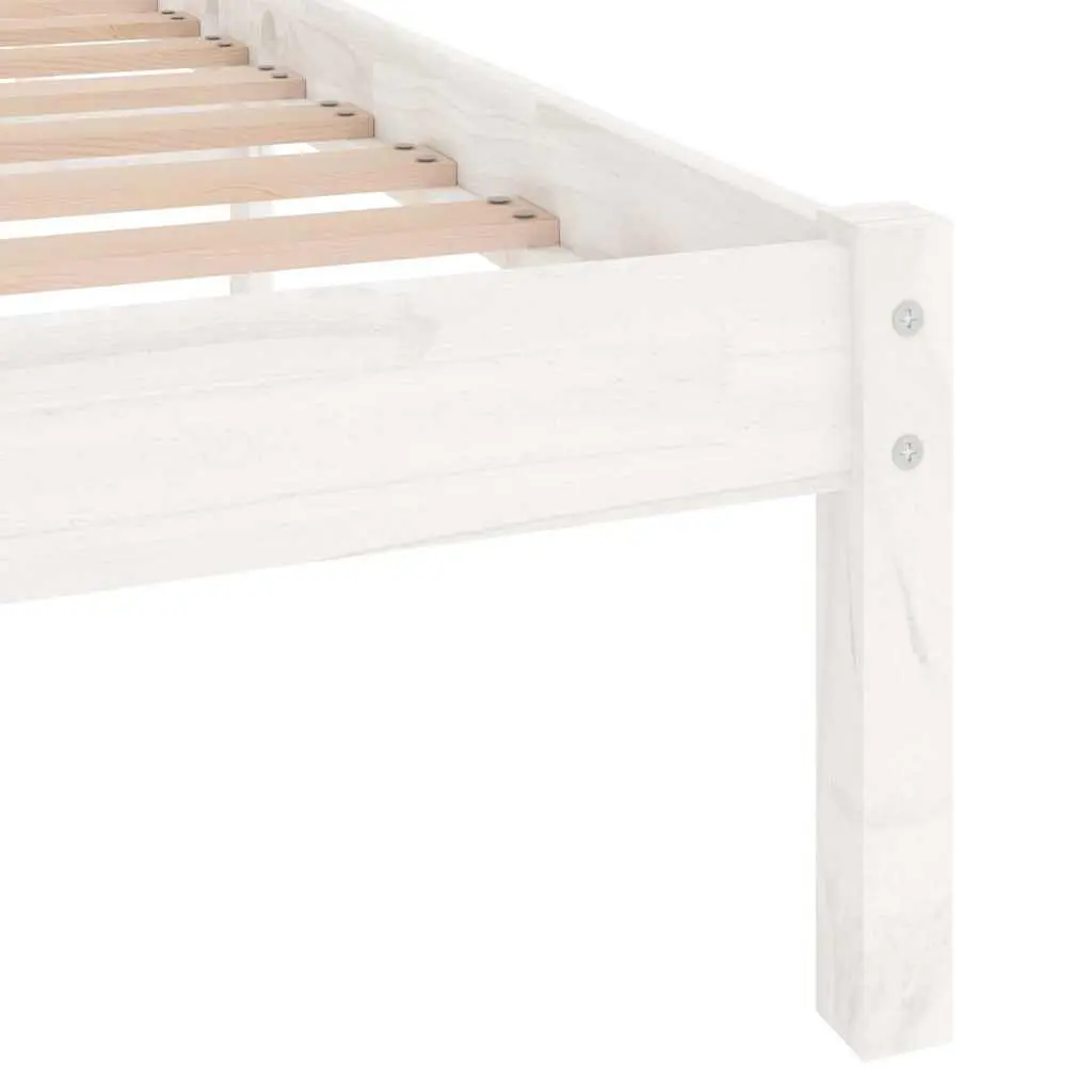 White Solid Wood Bed Frame 135x190 cm