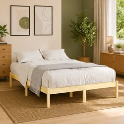 Brown Solid Wood Bed Frame 150x200 cm with Slatted Base