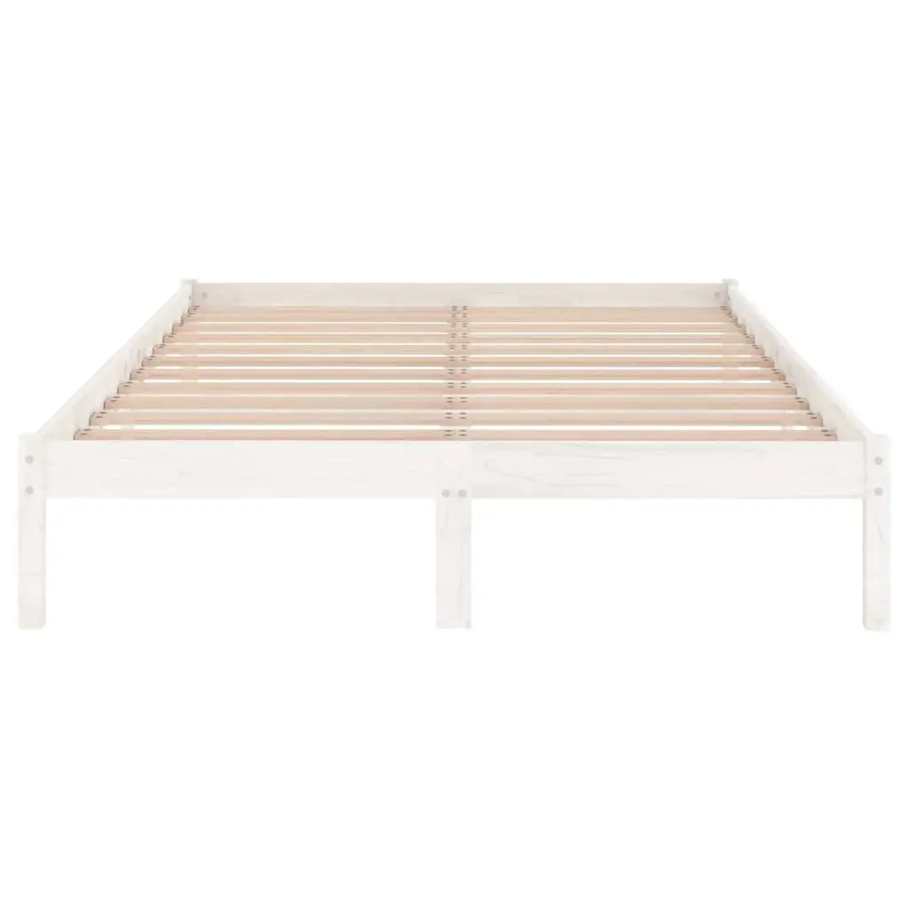 White Solid Wood King Bed Frame 183x203cm for Comfort