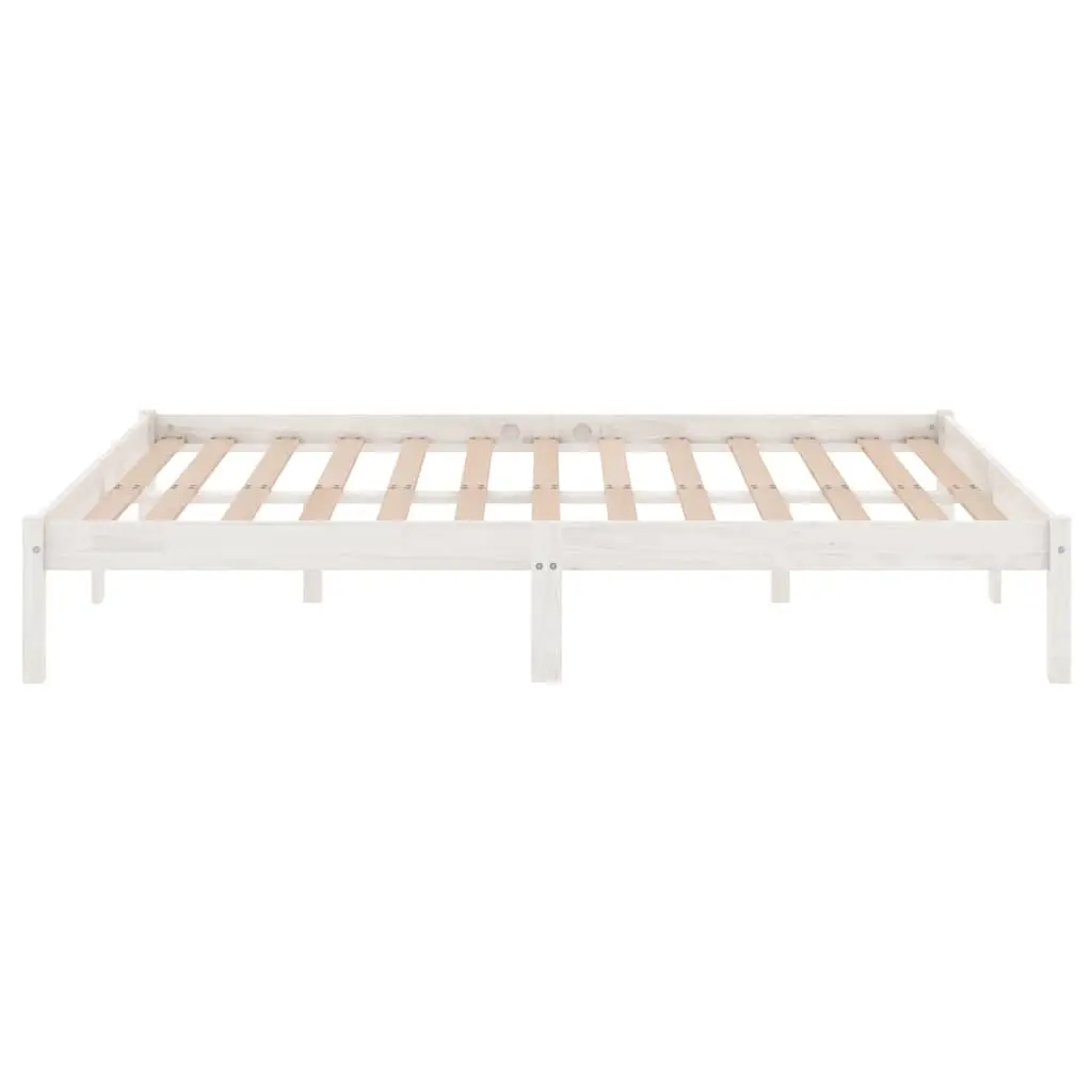 White Solid Wood King Bed Frame 183x203cm for Comfort