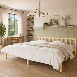 Brown Solid Wood King Size Bed Frame 183x203cm