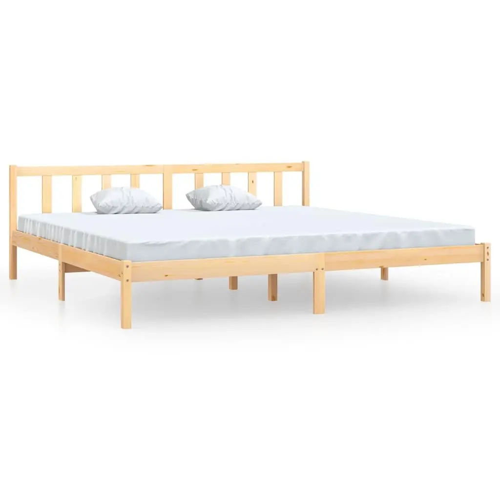Brown Solid Wood King Size Bed Frame 183x203cm