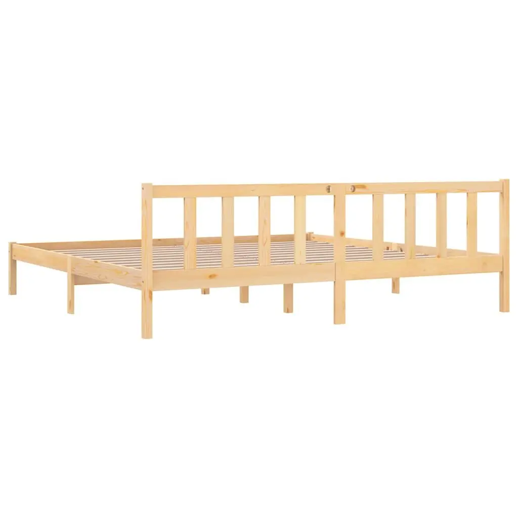 Brown Solid Wood King Size Bed Frame 183x203cm