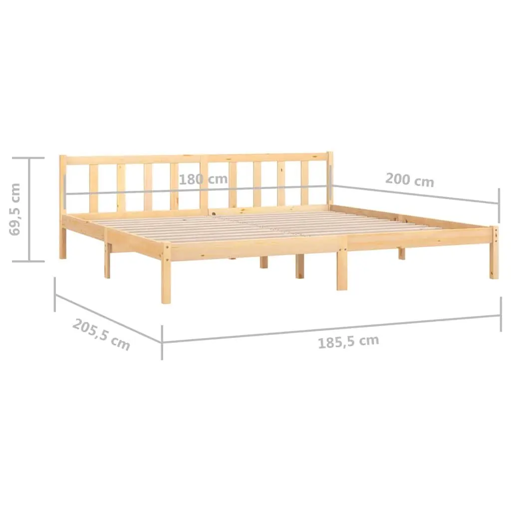 Brown Solid Wood King Size Bed Frame 183x203cm