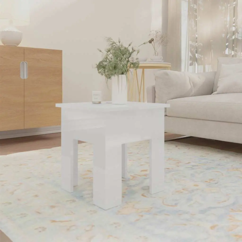 Coffee Table White High Gloss 40x40x42cm Engineered Wood