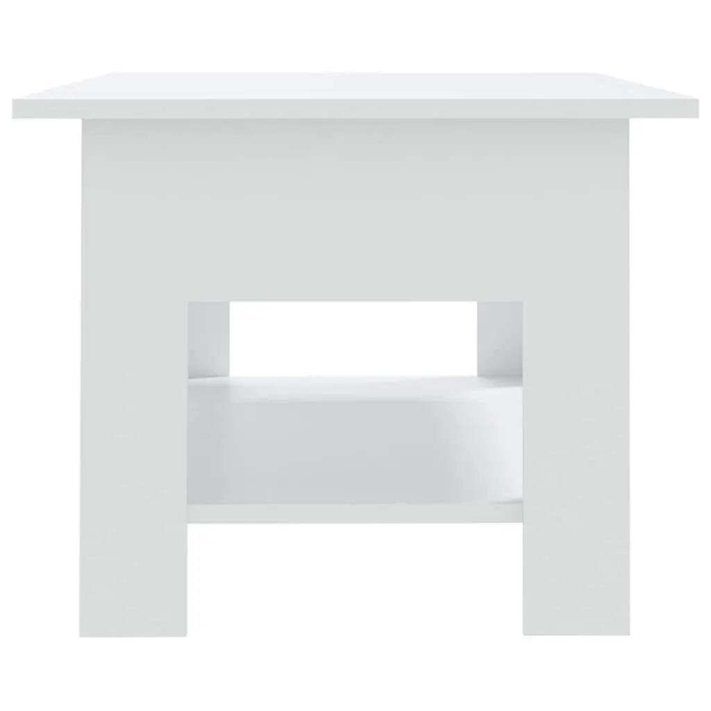 Coffee Table White Modern Two-Tier Design with Storage Shelf for Living Room