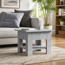 Grey Coffee Table with Storage Shelf for Living Rooms