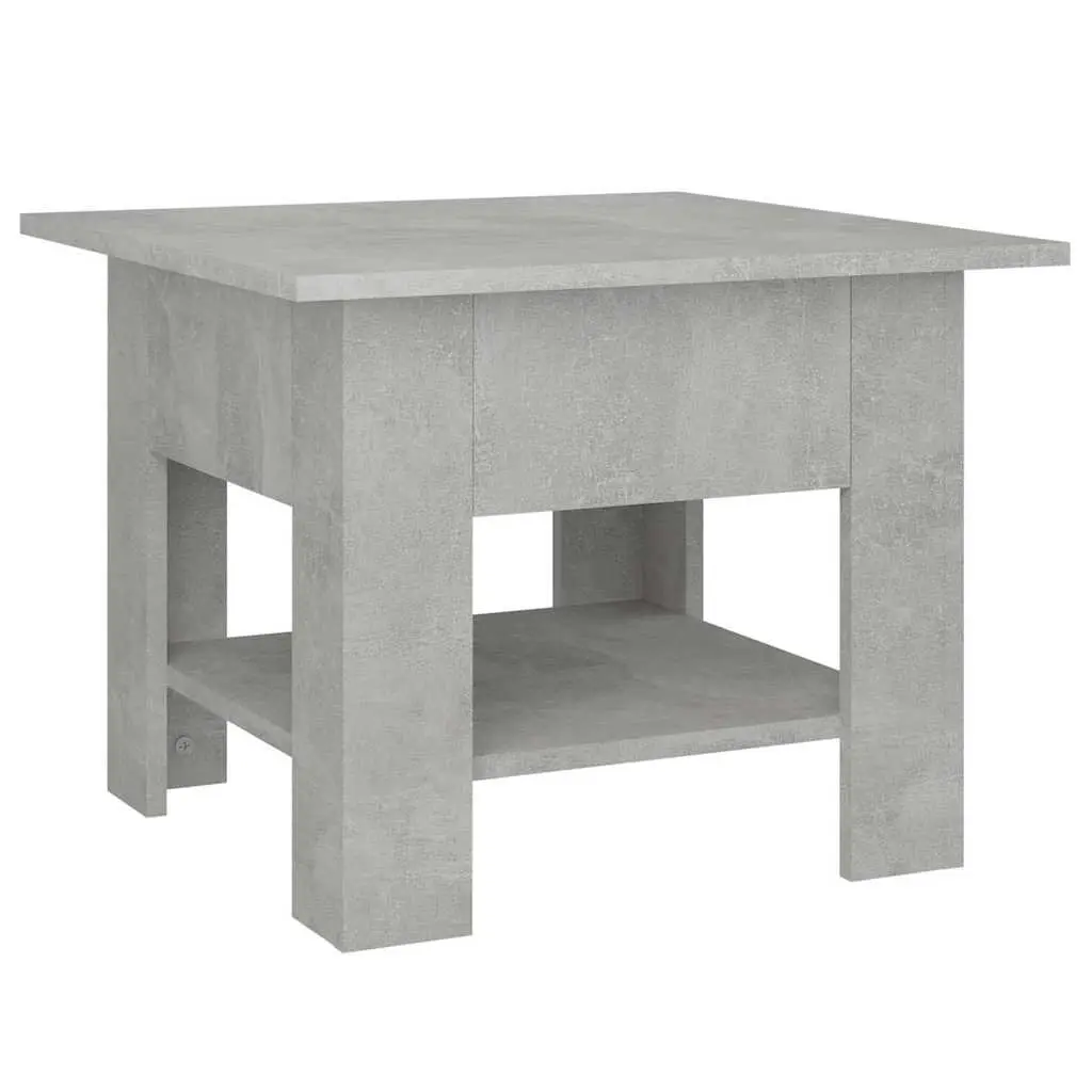 Coffee Table with Storage Shelf Modern Design Living Room Accent Grey 55x55x42cm