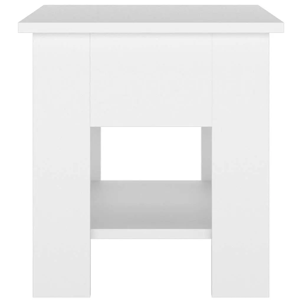 Coffee Table Modern White 40x40x42cm Engineered Wood with Storage Shelf