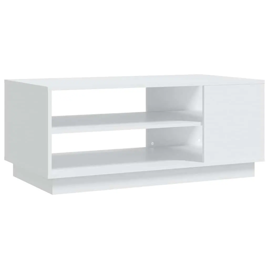 White Modern Coffee Table with Storage Shelves