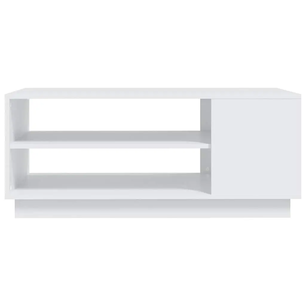 White Modern Coffee Table with Storage Shelves