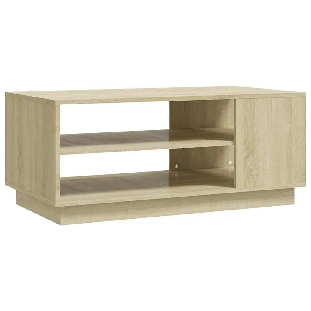 Brown Coffee Table with Storage Shelves