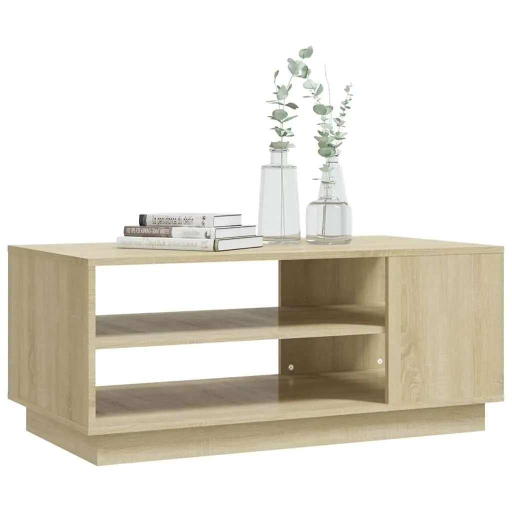 Brown Coffee Table with Storage Shelves