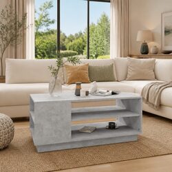 Grey Coffee Table with Storage Shelves for Cozy Spaces
