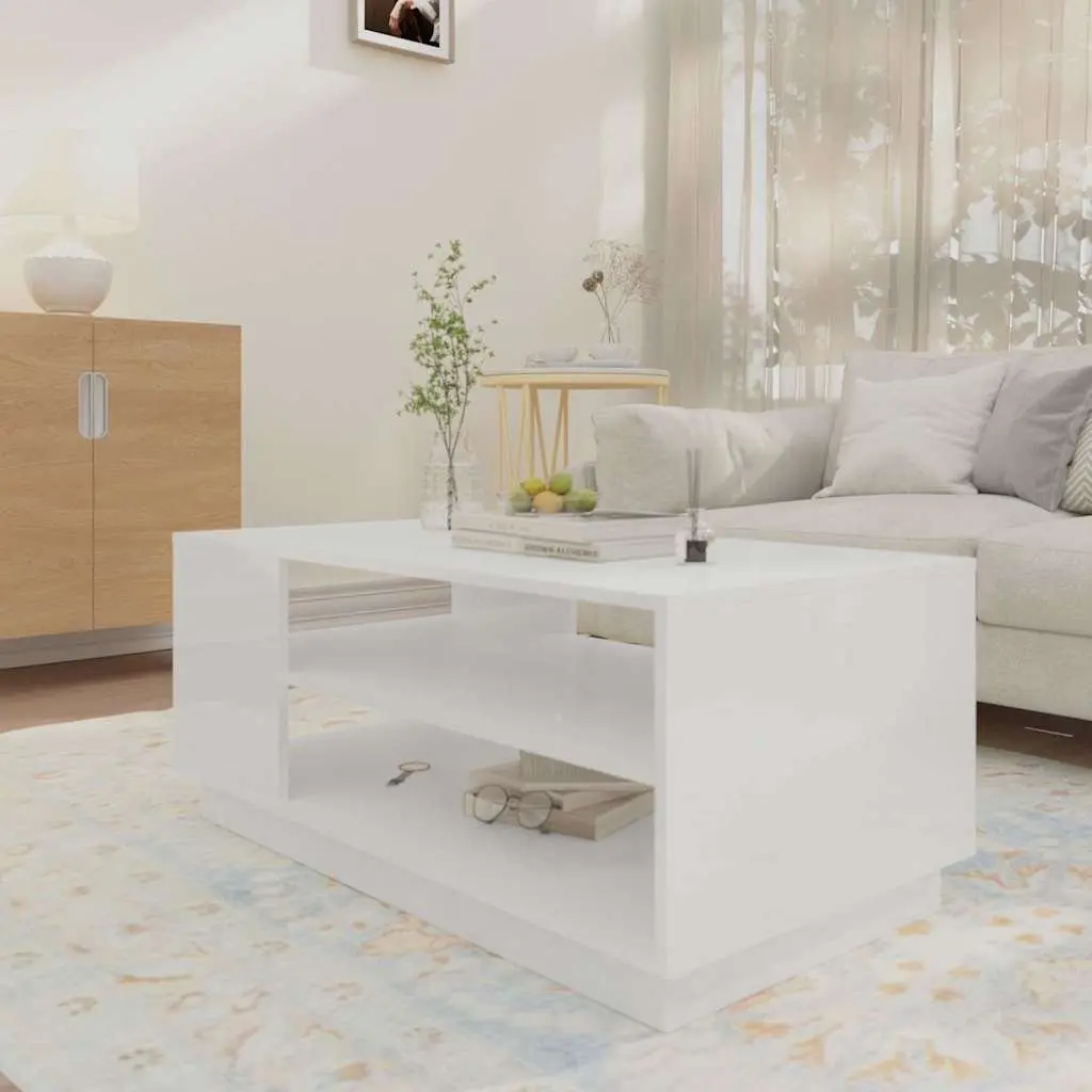 White High Gloss Coffee Table with Storage