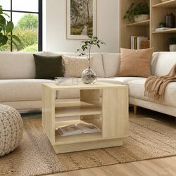 Modern Brown Coffee Table with Storage Shelves
