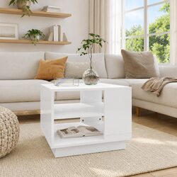 Modern White High Gloss Coffee Table with Storage