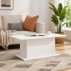 White Engineered Wood Coffee Table for Living Room
