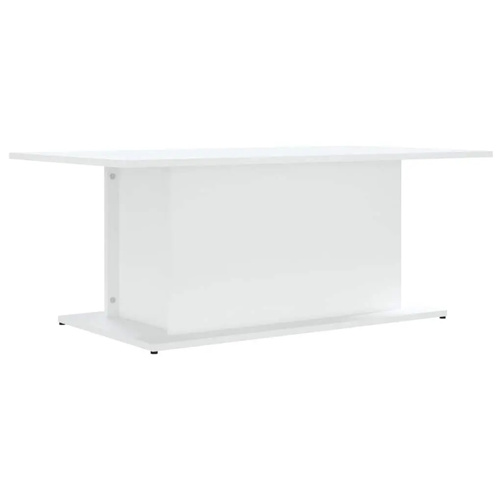White Coffee Table Living Room Accent Furniture Engineered Wood Design 102cm