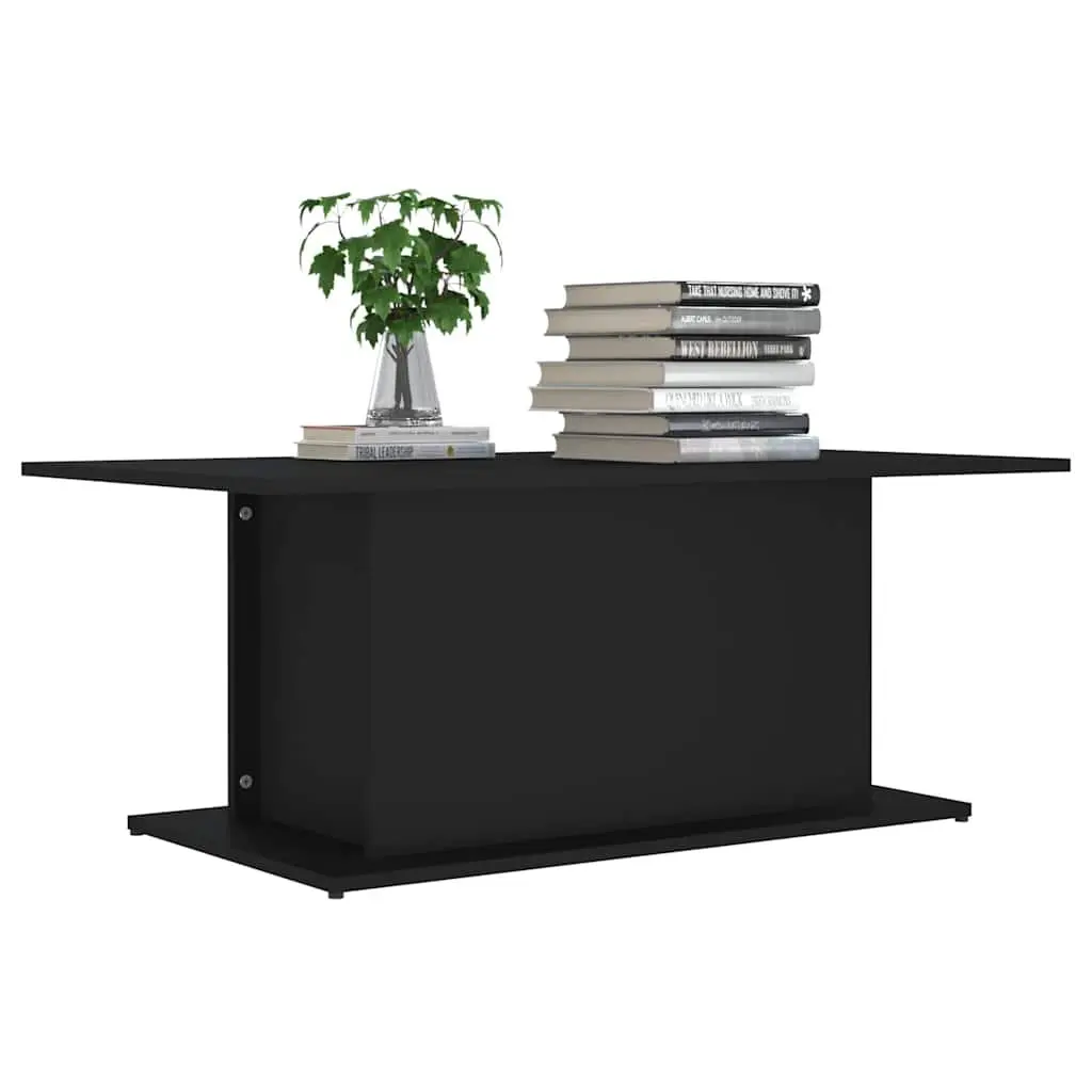 Coffee Table Black Engineered Wood Sturdy Durable 102L x 55.5W x 40H cm