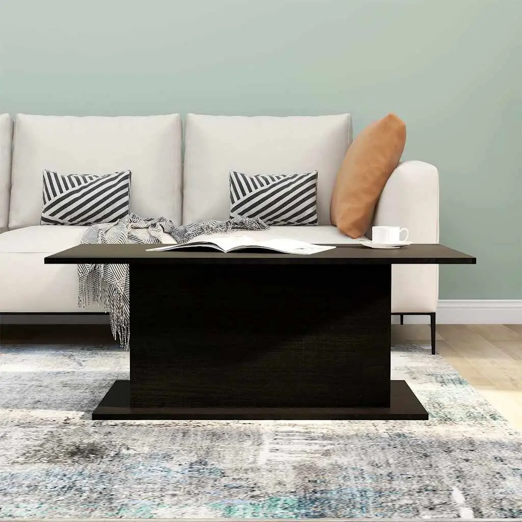 Coffee Table Black Engineered Wood Sturdy Durable 102L x 55.5W x 40H cm