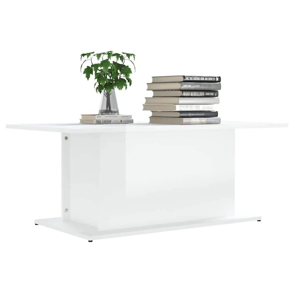 Coffee Table High Gloss White Modern 102x55.5x40cm Engineered Wood