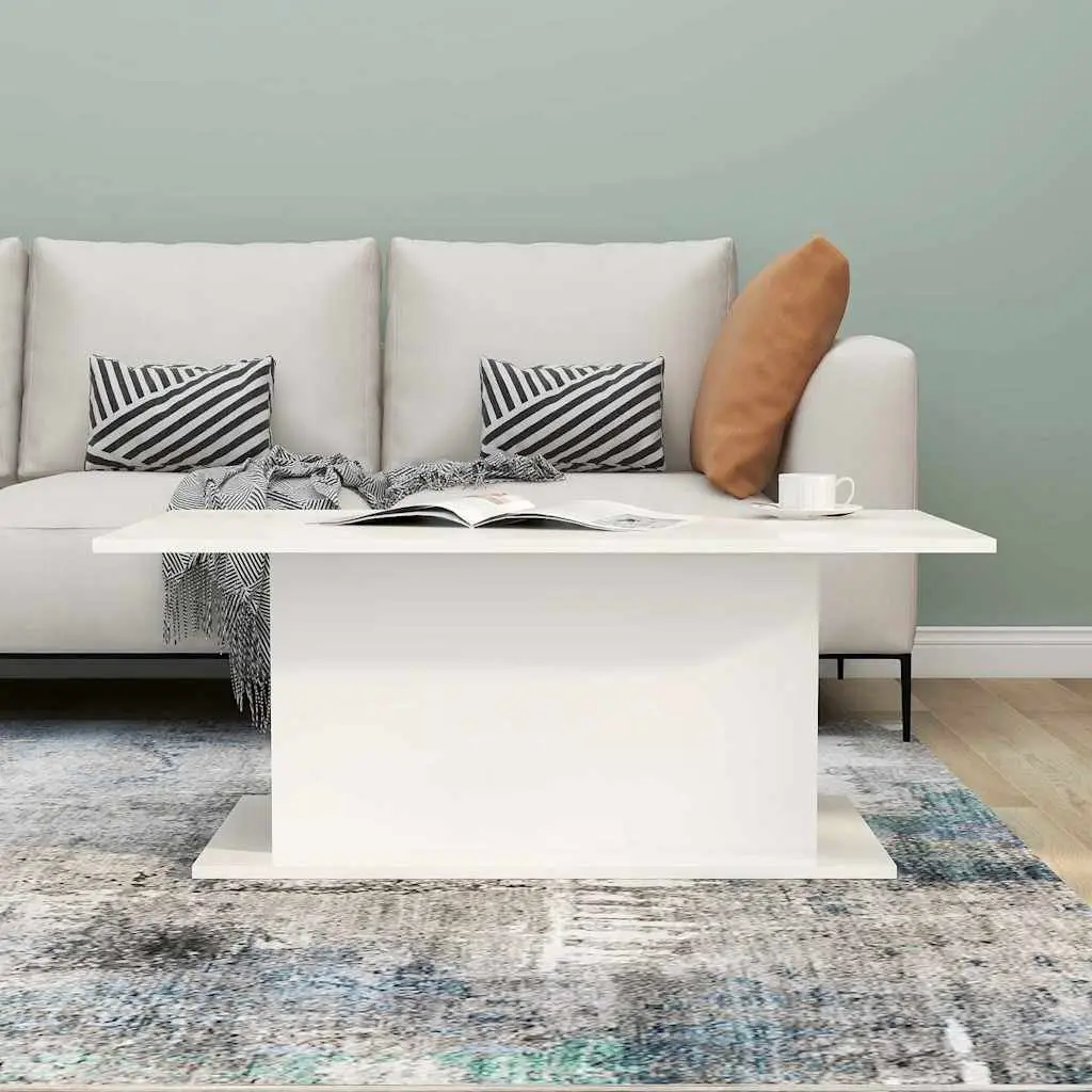 Coffee Table High Gloss White Modern 102x55.5x40cm Engineered Wood
