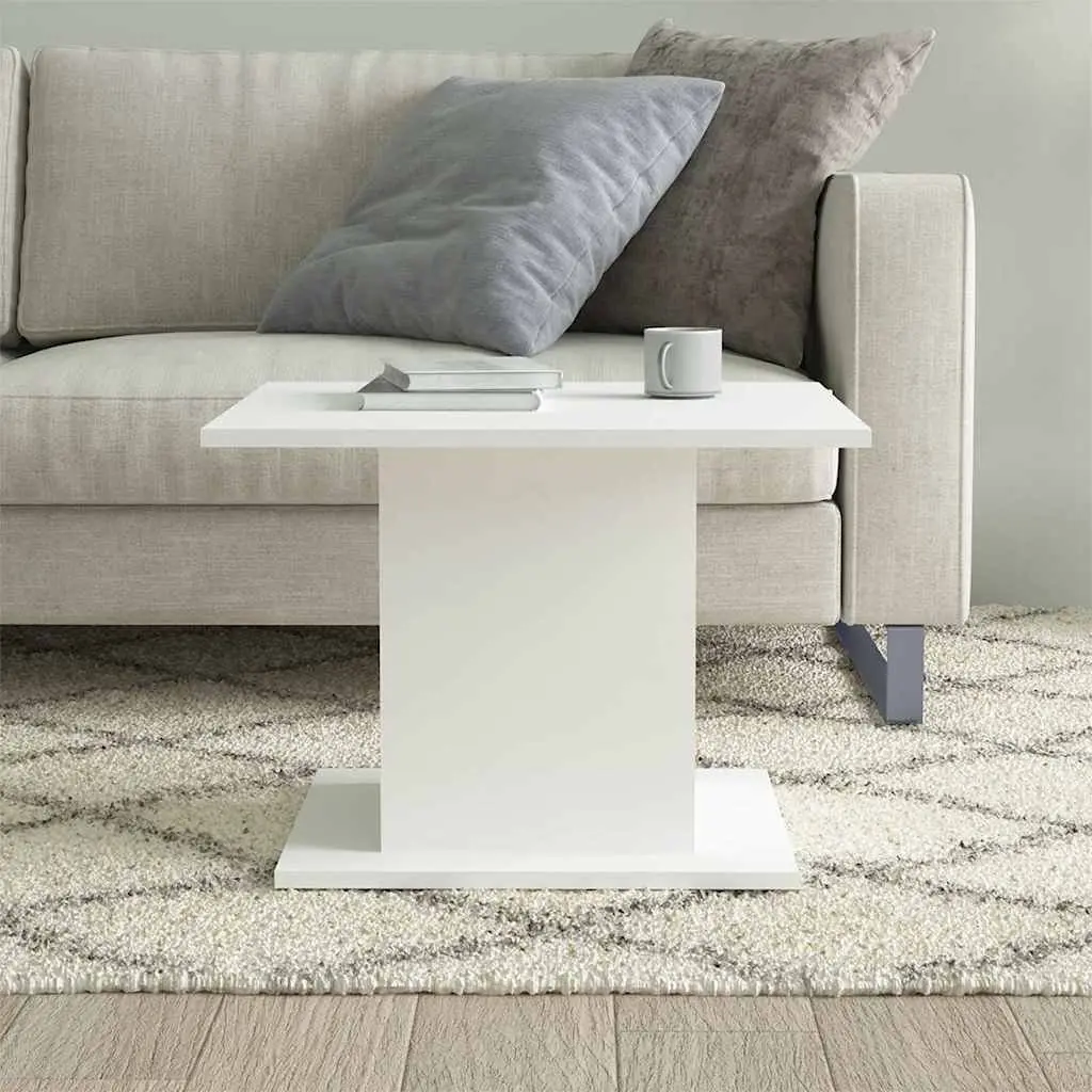 Living Room Coffee Table Modern White Engineered Wood 55.5x55.5x40cm
