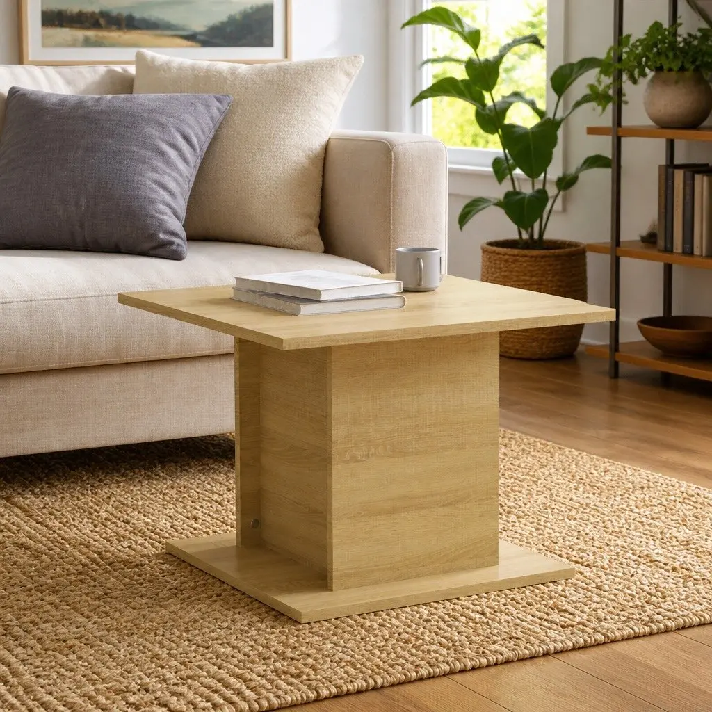 Coffee Table Beige Sonoma Oak Look 55.5x55.5x40cm Wood