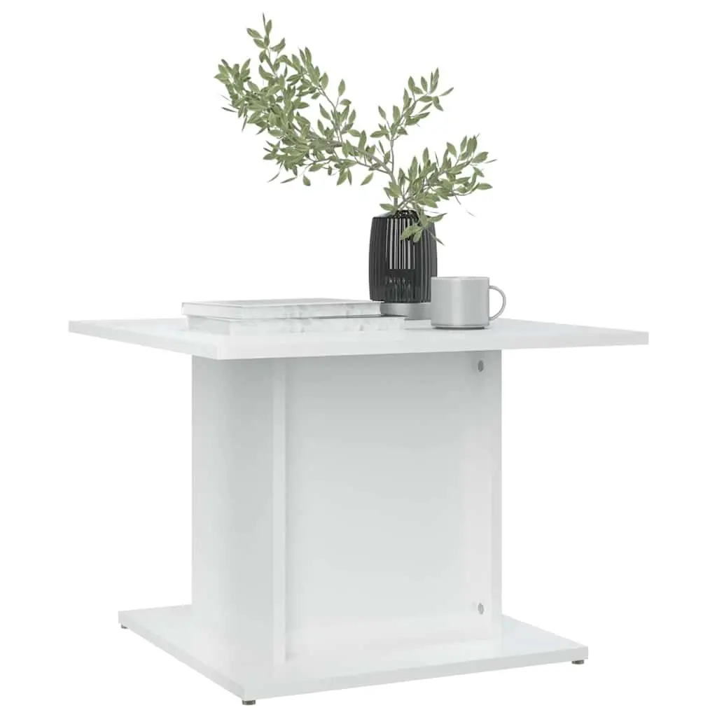 Coffee Table High Gloss White Modern 55.5x55.5x40cm Engineered Wood