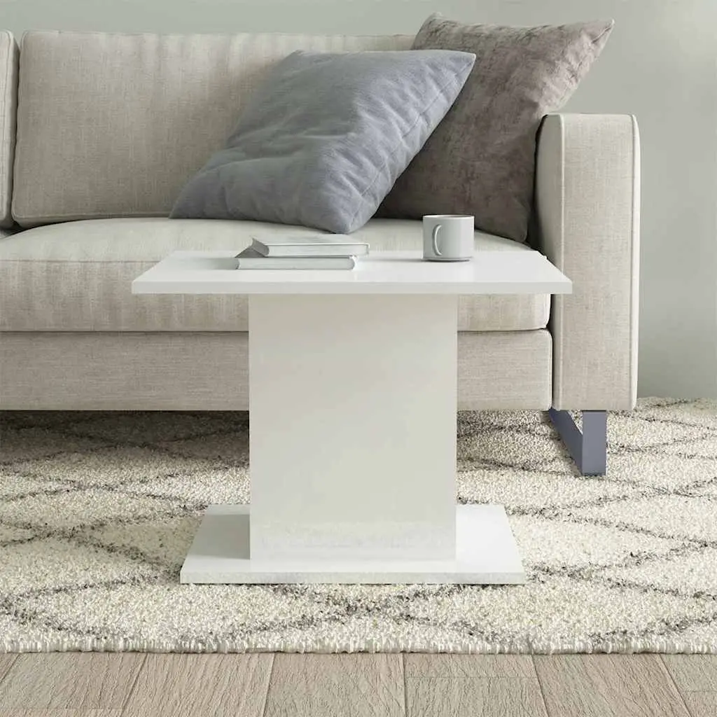 Coffee Table High Gloss White Modern 55.5x55.5x40cm Engineered Wood