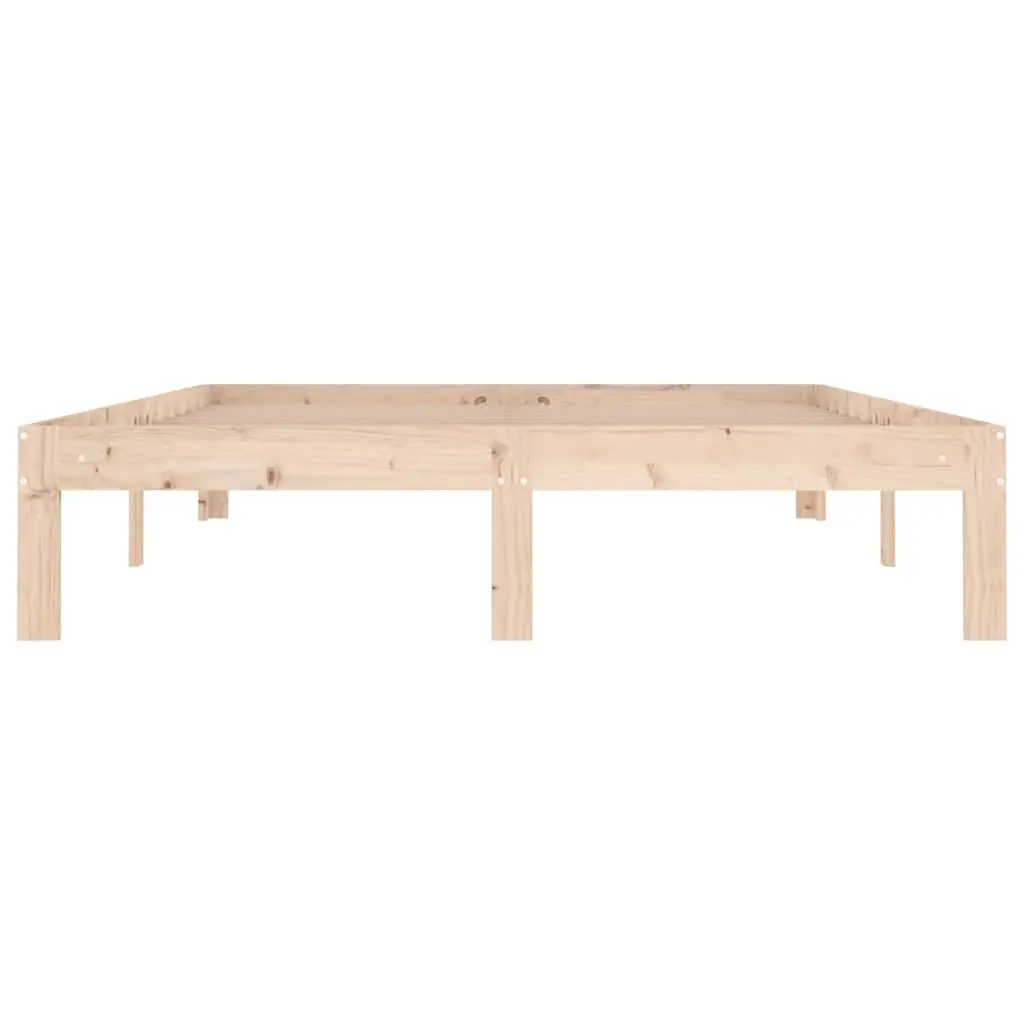 Brown Solid Pine Wood Double Bed Frame 135x190 cm