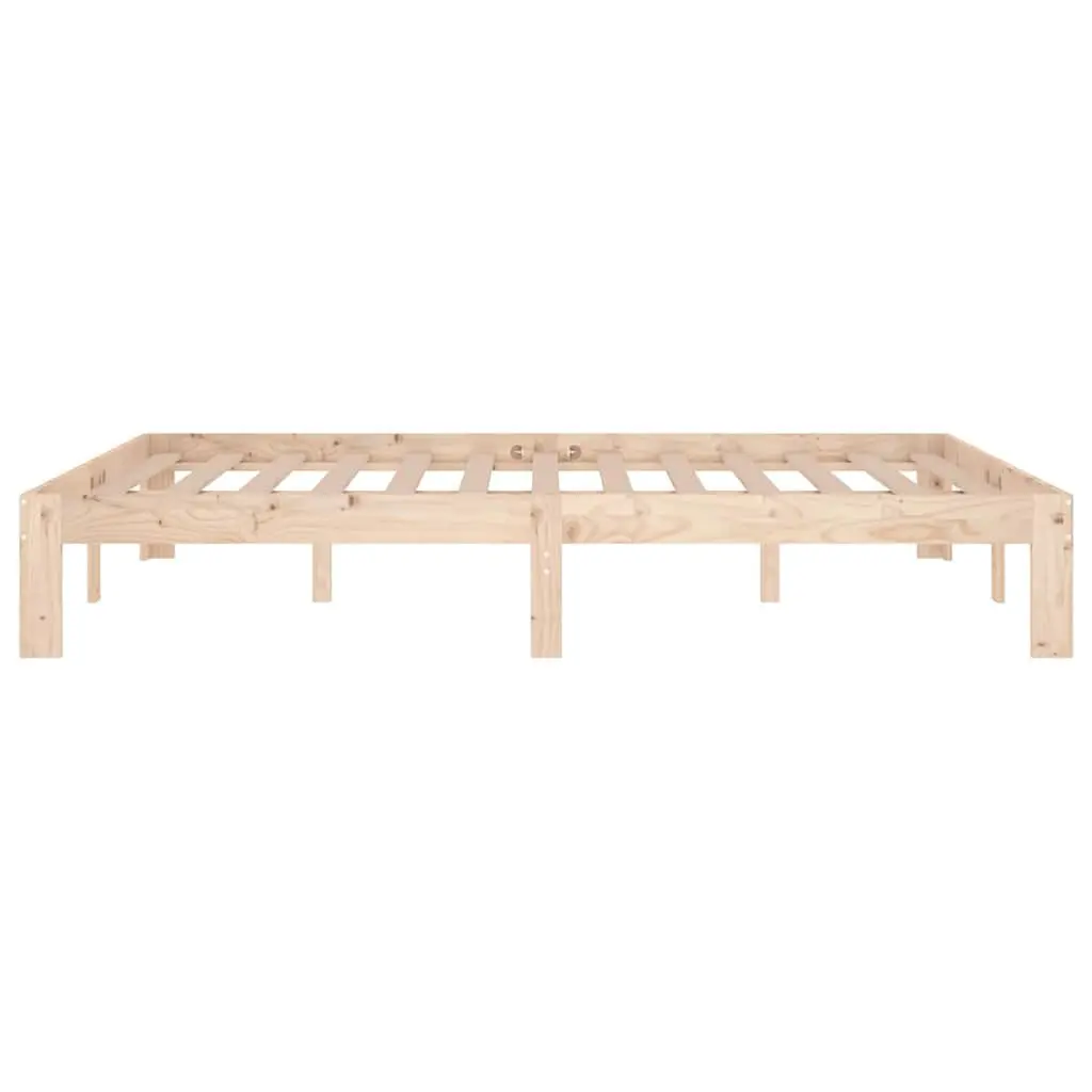 Brown Solid Pine Wood Double Bed Frame 135x190 cm