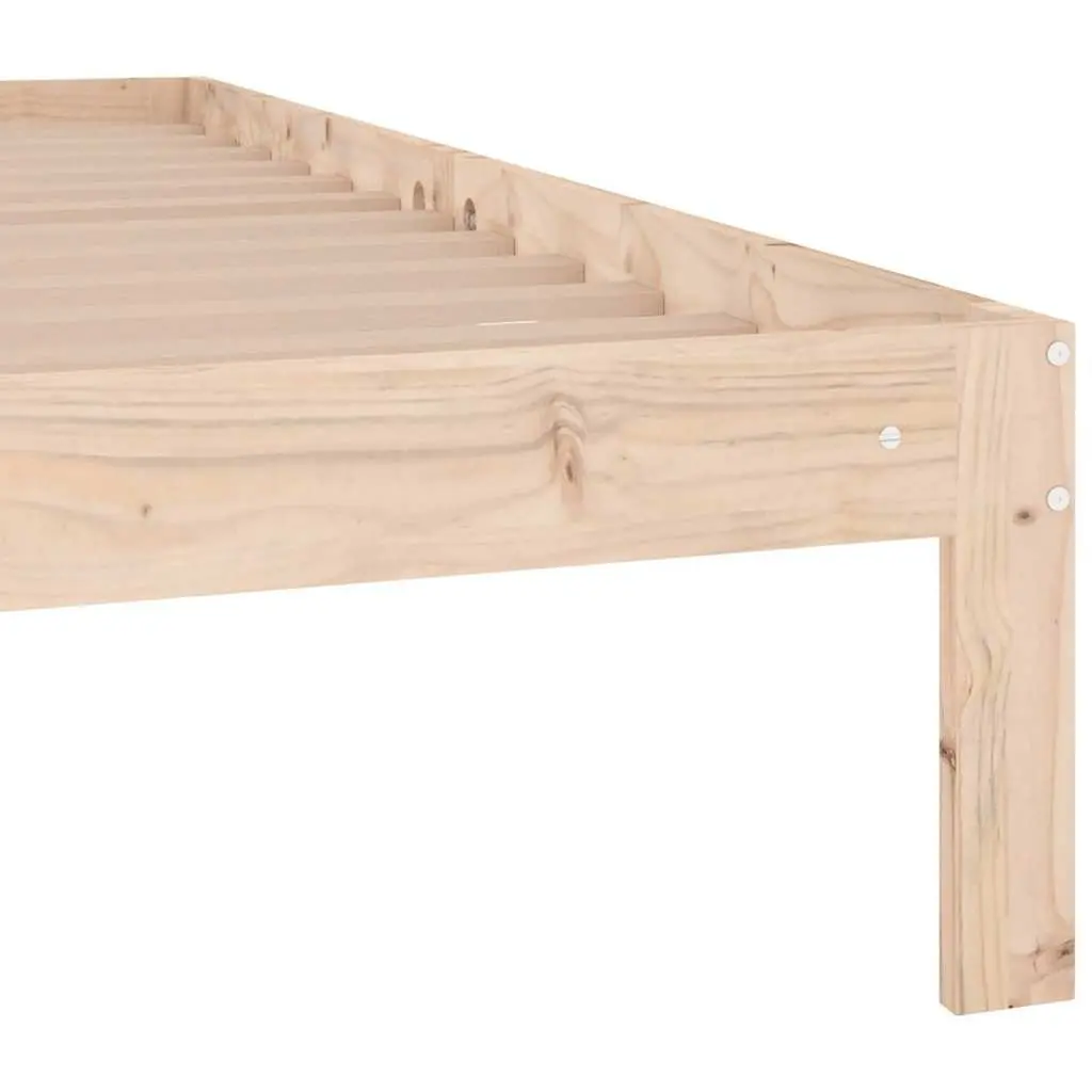 Brown Solid Pine Wood Double Bed Frame 135x190 cm