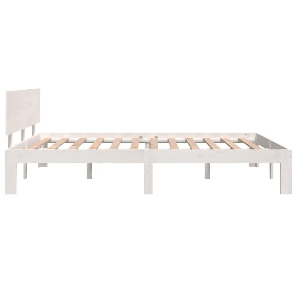 White Wooden Bed Frame 150x200cm Solid Pine Modern