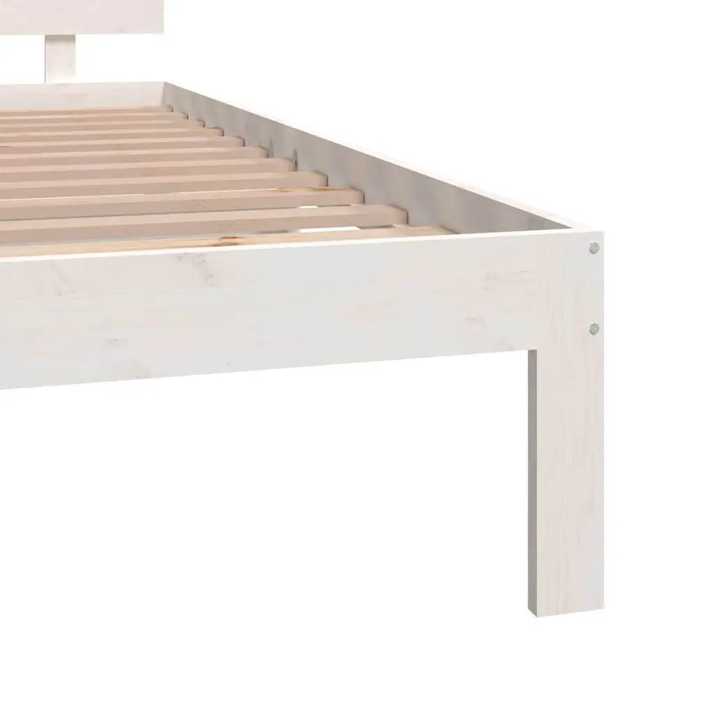 White Wooden Bed Frame 150x200cm Solid Pine Modern