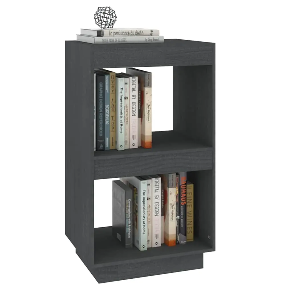 Storage Shelving Unit Bookcase Grey Solid Pinewood 40x35x71cm