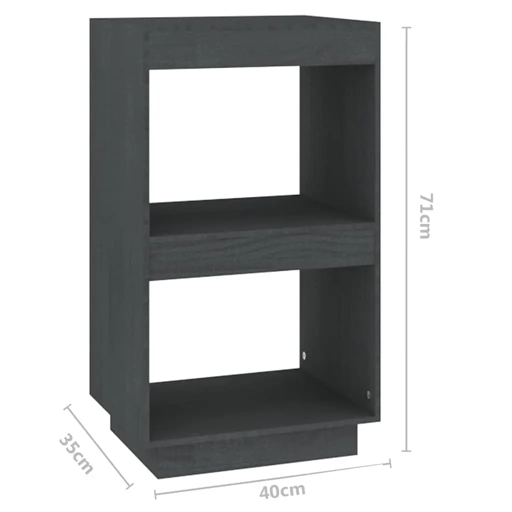 Storage Shelving Unit Bookcase Grey Solid Pinewood 40x35x71cm