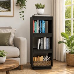 Grey Solid Pinewood Book Cabinet Room Divider 40x35x103cm