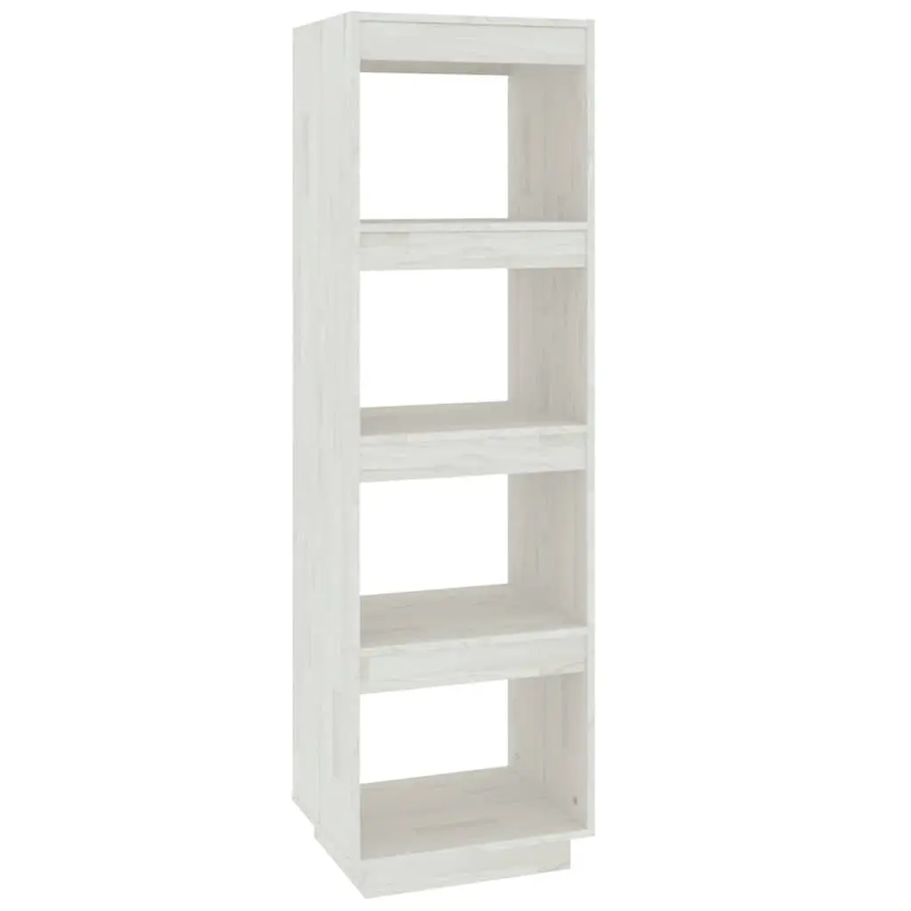 White Solid Pinewood Book Cabinet Room Divider 40x35x135 cm