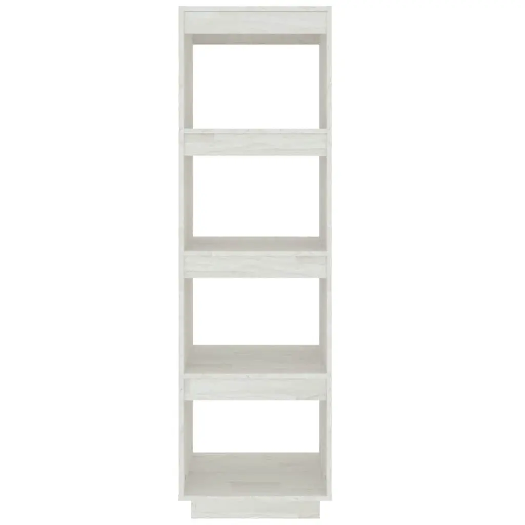 White Solid Pinewood Book Cabinet Room Divider 40x35x135 cm