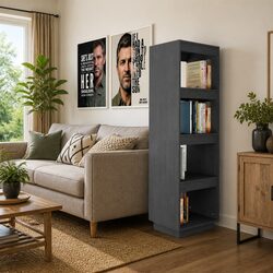 Grey Wooden Book Cabinet for Room Division