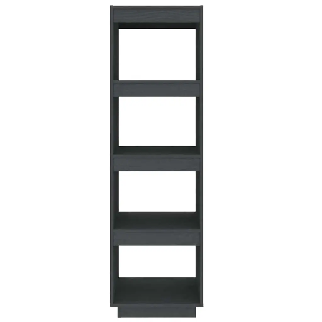 Book Cabinet Room Divider Grey Solid Pinewood Shelving Storage Unit