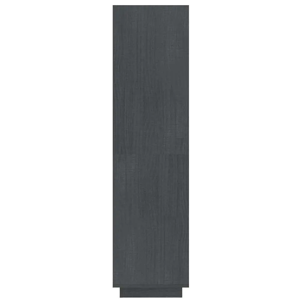 Book Cabinet Room Divider Grey Solid Pinewood Shelving Storage Unit
