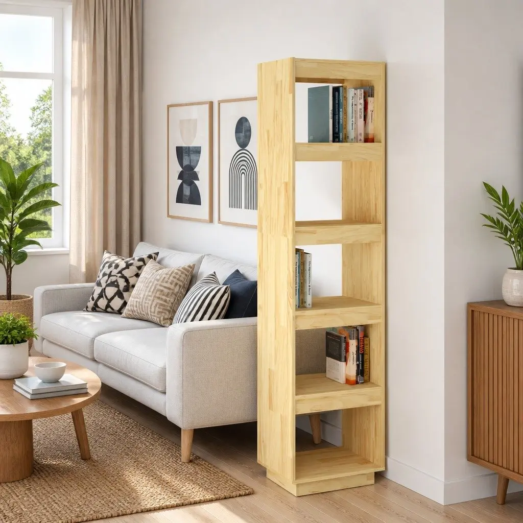 Book Cabinet Room Divider 40x35x167cm Solid Pinewood Bookshelf Storage Shelving