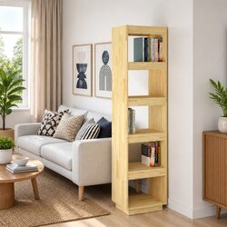 Warm Solid Pinewood Book Cabinet Room Divider